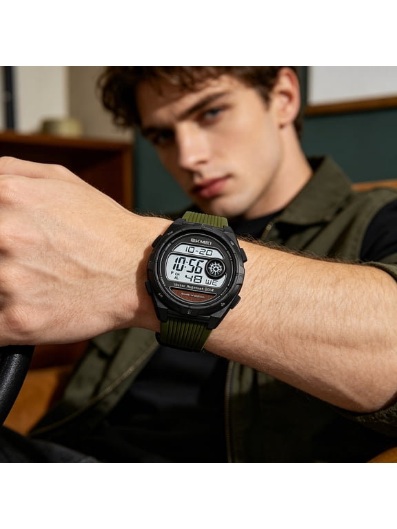 Solar Powered Sports Watch Waterproof Digital Wristwatch With Luminous Display Alarm Clock and Multifunctional Features for Outdoor Activities Running Hiking Camping and Casual Wear 1.78inch