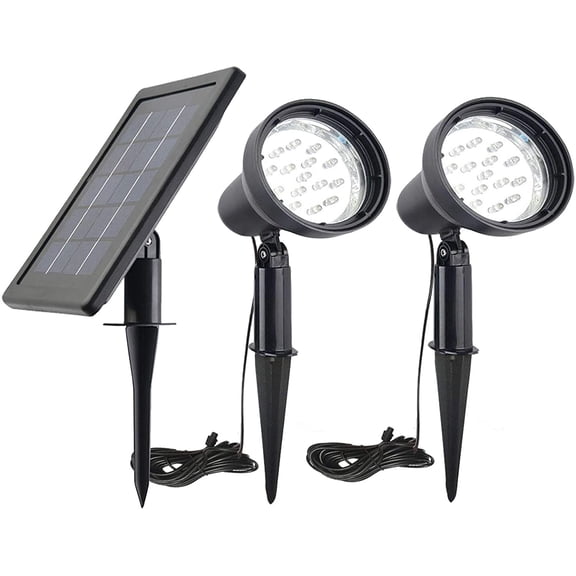 Solar Powered Spot Lights Outdoor Waterproof 2 in 1 Bright Solar SpotLights Power Adjustable for Flag Yard Flagpole Landscape Dusk to Dawn 2 x Spots White