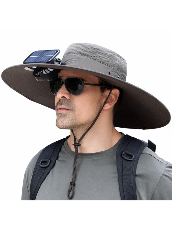 Solar Powered Spray Fan Hat For Outdoor Hiking Sun UPF Hat