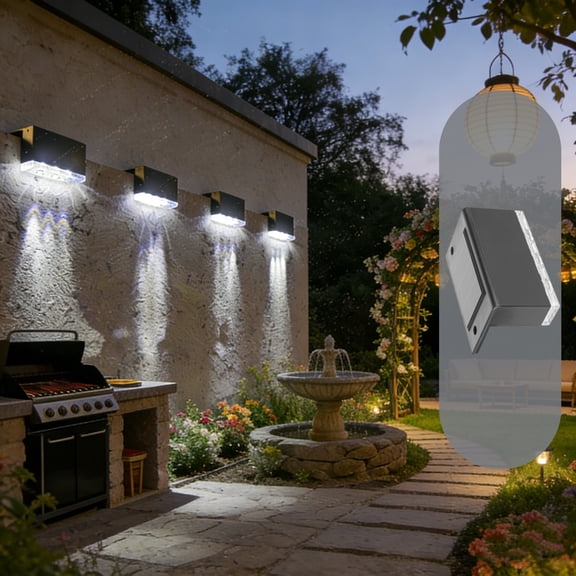 Solar Powered Step Lights Waterproof LED Outdoor Patio Lights Decorative Railing Lamps for Garden Patio Stairs And Fence Decoration Black 3.2 Inch Plastic