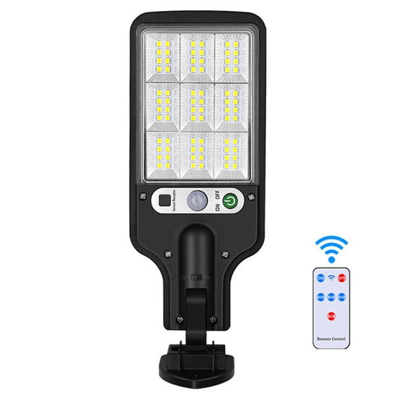 Solar Powered Street Light, Motion Sensor Flood Light Outdoor, Dusk To Dawn Led Security Light with Remote Control, Ip65 Waterproof for Parking Lot Driveway Yard