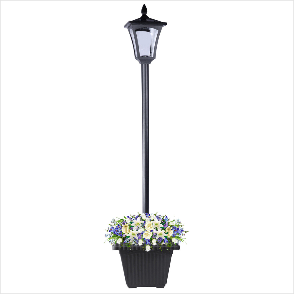 Solar Powered Street Post Light with Planter Waterproof 63 Inches Pole