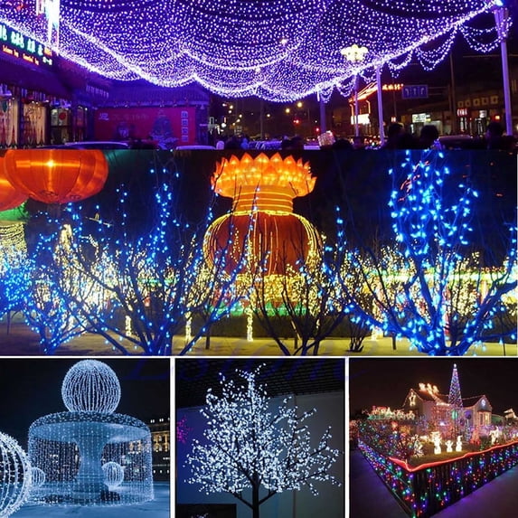 Solar Powered String Lights Outdoor 100 LED 39.37 Ft, Waterproof Garden Party Decoration with Auto Sensor,for Patio Yard, 1 Set(White)