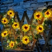 Sunflower Outdoor Solar String Lights 7.55ft - Outdoor LED Garden Party Decor with Warm Glow, Weatherproof for Patio, Fence & Pergola - Plants Vines Holiday Lights