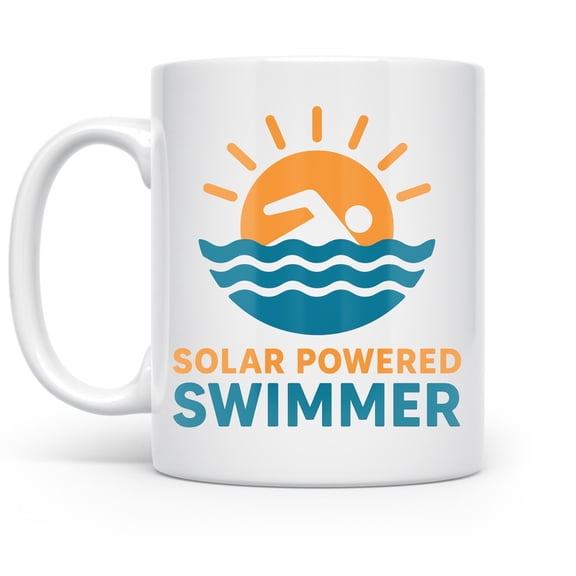 Swimmer 11 oz Coffee Mug - Solar Powered White Ceramic Gift