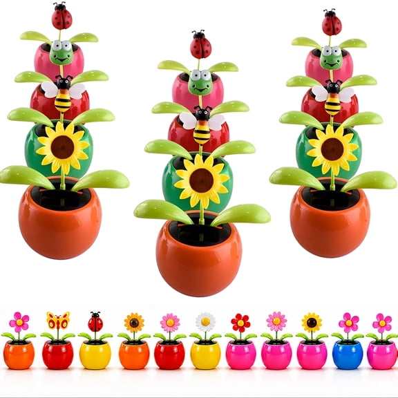 Solar Powered Swing Dancing Flower for Car Decoration Window Car Dashboard Decor (6 Pack)