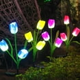 thumbnail image 1 of Solar Powered Tulip Flower Lights Garden Lights 4 Colors Waterproof LED Decoration Lamps Holiday Xmas 4th of July Decorations for Landscape Yard Patio Walkway, 4Pcs Blue, 1 of 7
