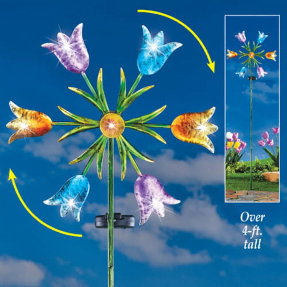 Solar Powered Tulip Wind Spinner