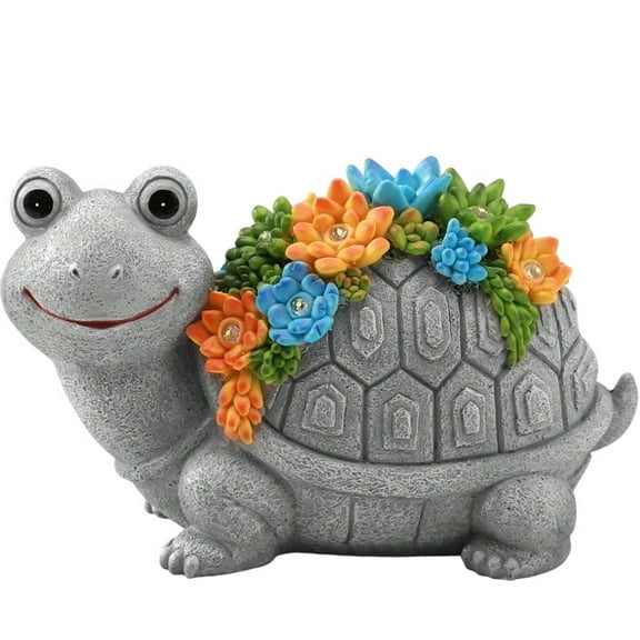 Solar Powered Turtle Garden Statue, Auto-Activated Solar Power for Nighttime Illumination, Ideal for Patios Lawns Terraces Balconies As Outdoor Decor