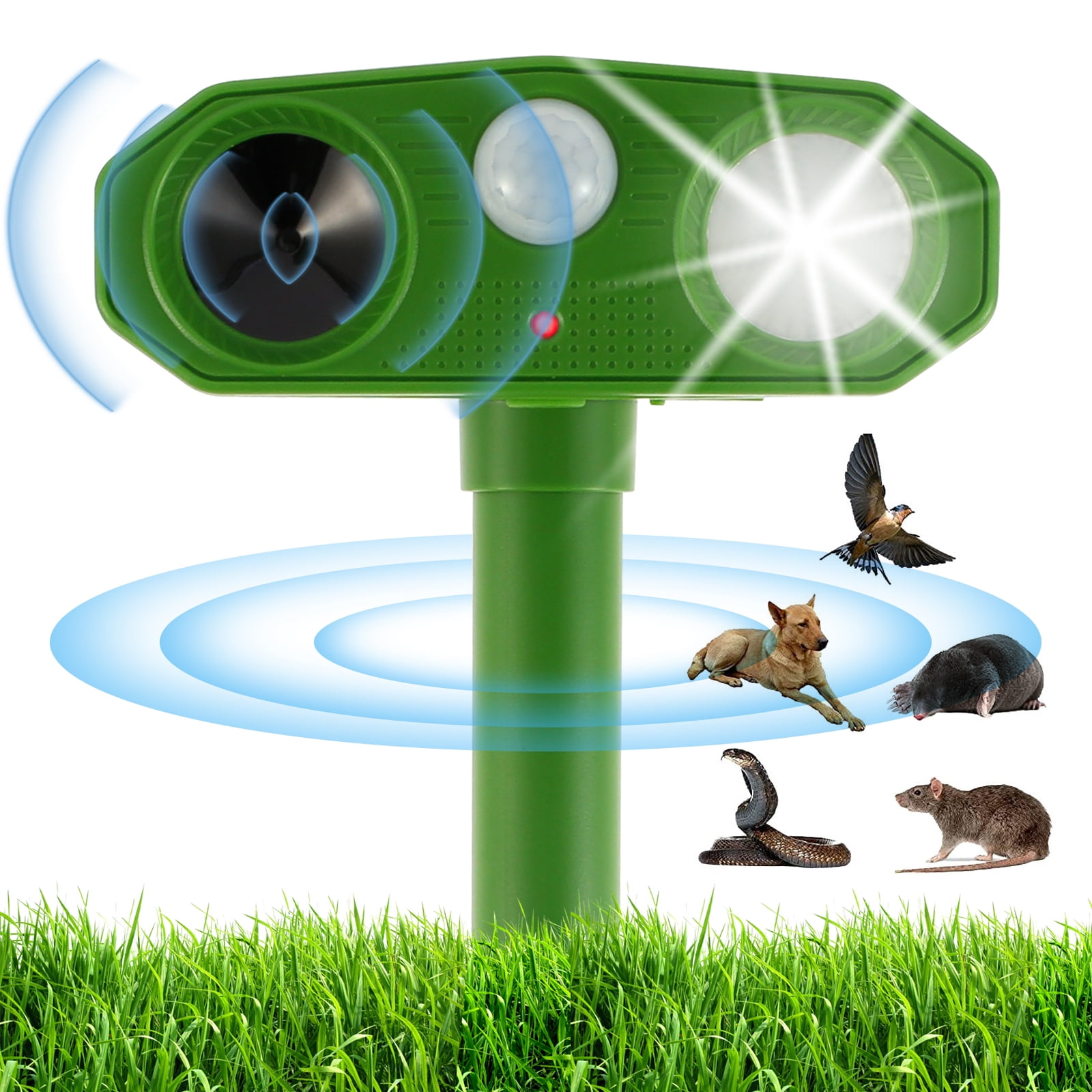 Solar Powered Ultrasonic Animal Repeller 1200mAh Rechargeable Outdoor