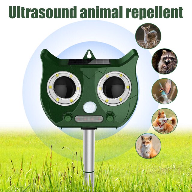Solar Powered Ultrasonic Animal Repeller Dog, Cat, Rabbit & Raccoon For Farms Deter Pests