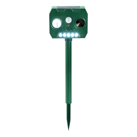 Solar Powered Ultrasonic Animal Repeller Outdoor Pest Deterrent Infrared Motion Sensor Device with Adjustable Frequency for Garden Yard Farm Protection
