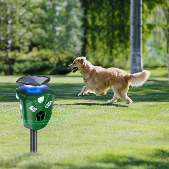 Solar Powered Ultrasonic Animal Repeller Waterproof Outdoor, iMounTEK 360 Ultrasonic Animal Repeller with Motion Sensor LED Flashing Lights, Pest Dog & Cat Repellent, for Farm Garden Yard