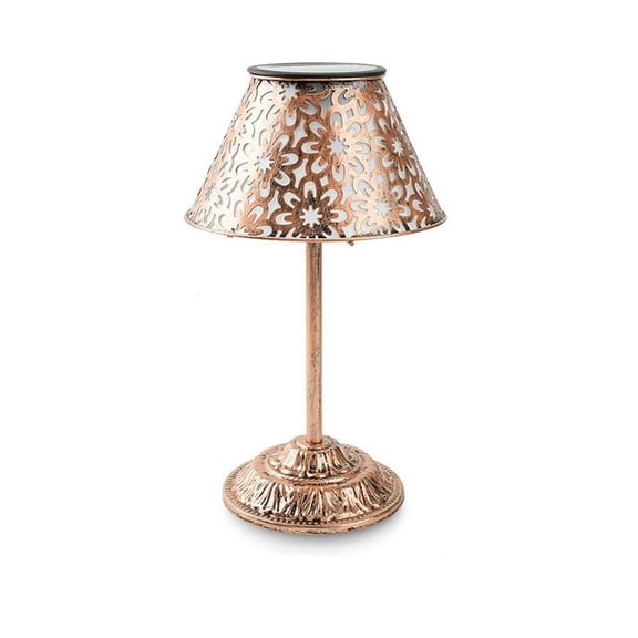 Solar Powered Vintage Table Lamp - Hollow Floral Metal Design for Indoor/Outdoor Decor, Waterproof LED Lighting for Patio, Garden, and Wedding Centerpieces,Gold