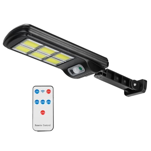 Solar Powered Wall Lights Outdoor 128LED Beads Motion Sensor Lamp IP65 Waterproof 3 Modes Sensor Light W/ Remote Control For Street Front Door Deck - Black