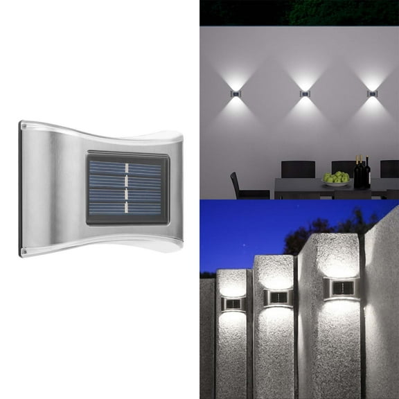 Solar Powered Wall Lights, Outdoor Waterproof, Led Indoor Wall Mounted Decorative Light, Up&Down Dual-Head Outdoor Solar Lights, for Yard, House, Fence, Backyard, Deck, Garden, Patio, Porch
