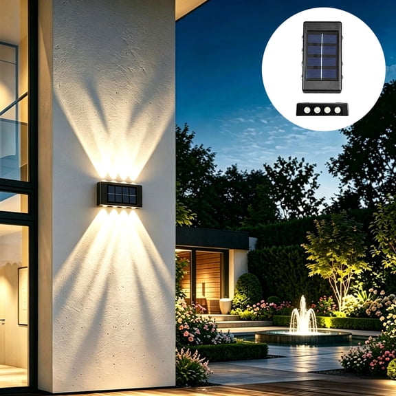 Solar Powered Up and Down Wall Washing Light, Waterproof Outdoor Sconce Lamp, Auto Lighting Decor for Courtyard Wall, Balcony Fence, Staircase and Residential Yard Night Landscape Lighting
