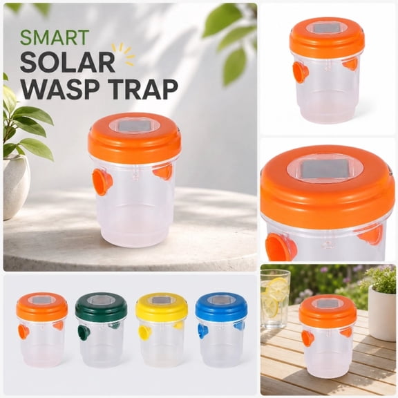 Solar Powered Wasp Trap Outdoor Hanging Bee Catcher Reusable Insect Trap for Garden Patio Backyard Orchard Farm Use 4 Pack Yellow Green
