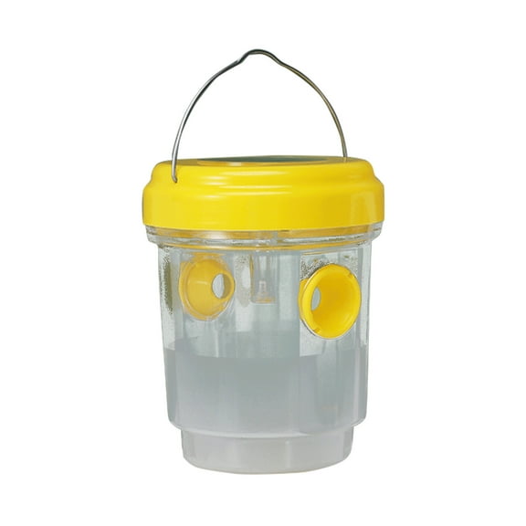 Solar Powered Wasp Trap Outdoor Hanging Insect Catcher Reusable Plastic Container with Entry Tunnels for Garden Patio Balcony Use