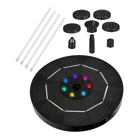 Solar Powered Water Pump with Colorful LED Lights - 8 Adjustable Nozzle Modes for Bird Bath, Garden Pond, Pool & Outdoor Decor, Durable ABS Material, Eco-Friendly and Easy to Install