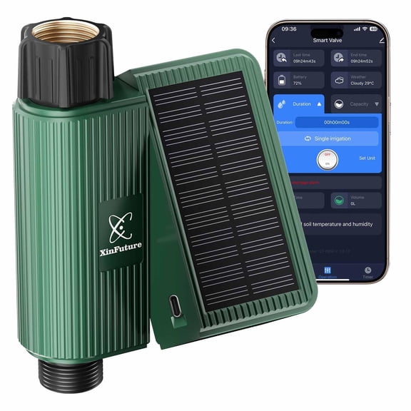 Solar Powered Water Time Single Outlet Garden Irrigation Timer, Automatic Watering Controller for Drip Irrigation/Sprinkler, Programmable Schedule with Rain Delay, USB Backup Charging, Easy