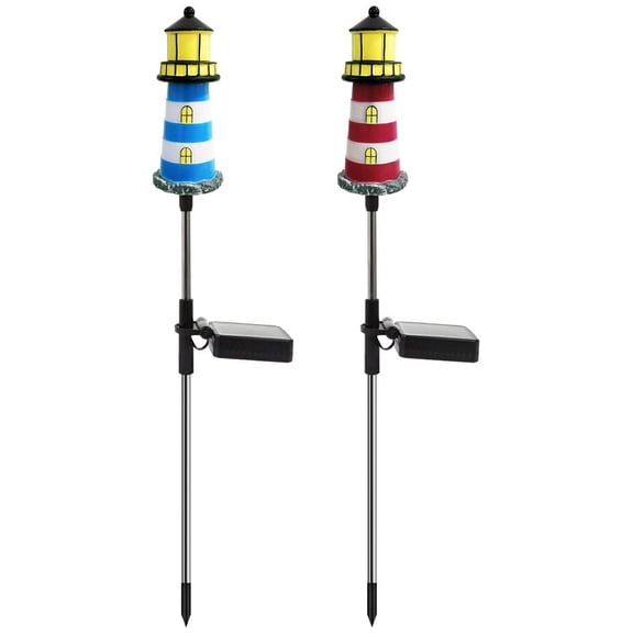 Solar Powered Waterproof Garden Lights 2 Pack  Lighthouse Design for Outdoor Garden Lighting, Backyard Decorations & DIY Backyard Patio, Must-Have for Patio Lovers