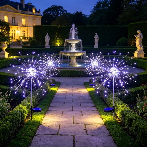 Solar Powered Waterproof Lawn Light With Dandelion-Style Design Plastic Construction Warm White Glow 1 Count