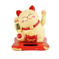 thumbnail image 1 of Solar Powered Waving Lucky Cat, Maneki Neko Feng Shui Decoration, Auto Car Dashboard Decor, Home Office Business Display, Golden, 1 of 7