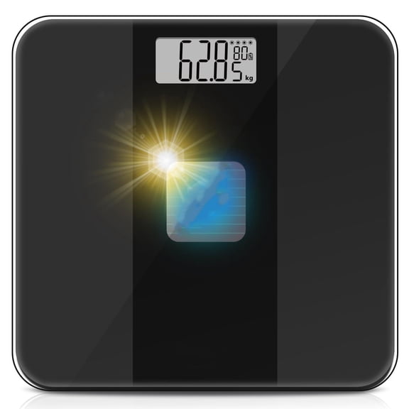 Solar Powered Weight Scale, Electronic Bathroom Scale, Digital Weighing Scale with 0.1lb Accuracy, 400lb/180kg