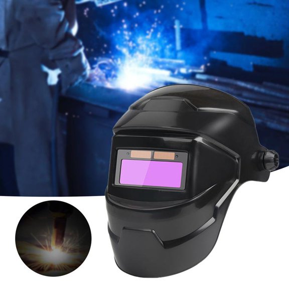 Solar Powered Welding Helmet, Auto Darkening Welder Hood with Clear Display, Rapid Dimming Anti-Fall Sturdy PP Material Safety Gear