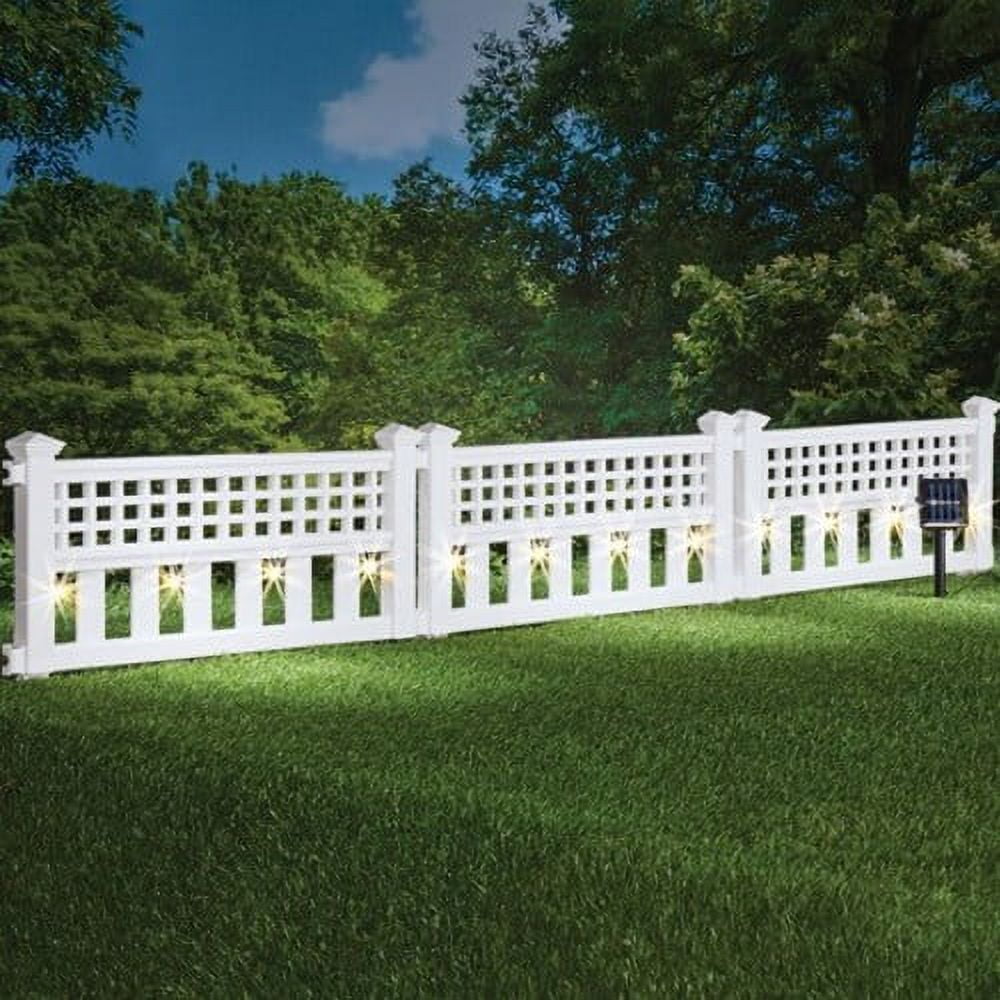 Solar Powered White Plastic Garden Border Fence Set