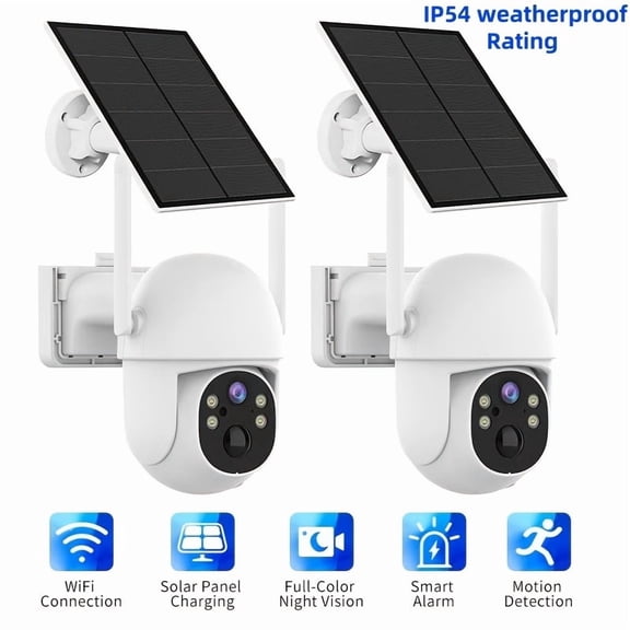 Solar Powered WiFi Security Camera, 3MP HD, Pan Tilt Rotation, AI Motion Detection, Color Night Vision, Two-Way Audio, Sound Light Alarm, Waterproof, App Control & Encrypted Cloud Storage