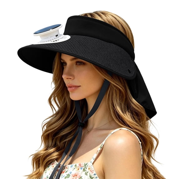 Solar Powered Wide Brim Outdoor Hat With Integrated Ventilation Fan for Summer Leisure Activities