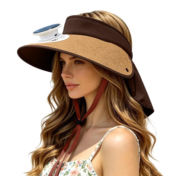 Solar Powered Wide Brim Outdoor Hat With Integrated Ventilation Fan for Summer Leisure Activities