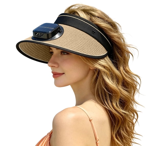 Solar Powered Wide Brim Ventilated Sun Hat With Built In Fan for Outdoor Summer Activities