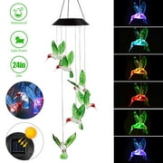 Solar Powered Wind Chime, EEEkit 24'' Color Changing Hummingbird Windbell Light Waterproof for Yard Garden Pathway Decor