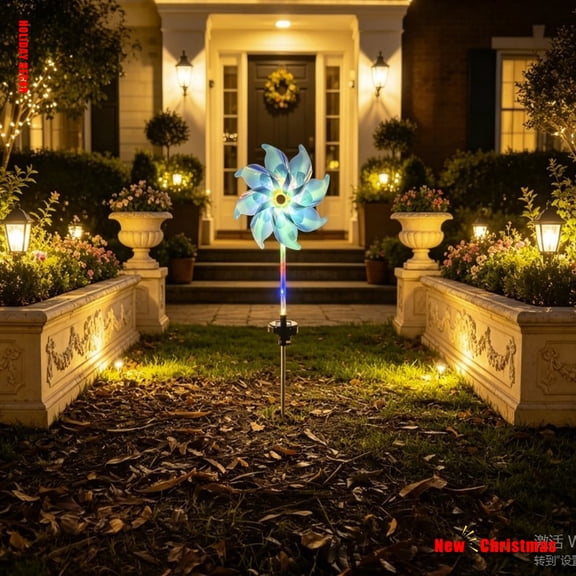 Solar Powered Wind Spinner Stake Light,Colorful Pinwheel Garden Decoration Light,LED Windmill Landscape Lamp,for Yard Patio Lawn Pathway Outdoor Home Decor