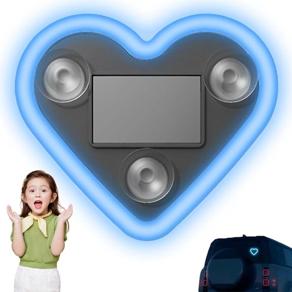 Solar Powered Wireless LED Heart Shape C-Pillar Neon Light, 2026 New Car LED Ambient Light, Car Solar Heart LED Light, Auto Day-Charge, Ip65 Waterproof, for car, Outdoor Decor (Blue)