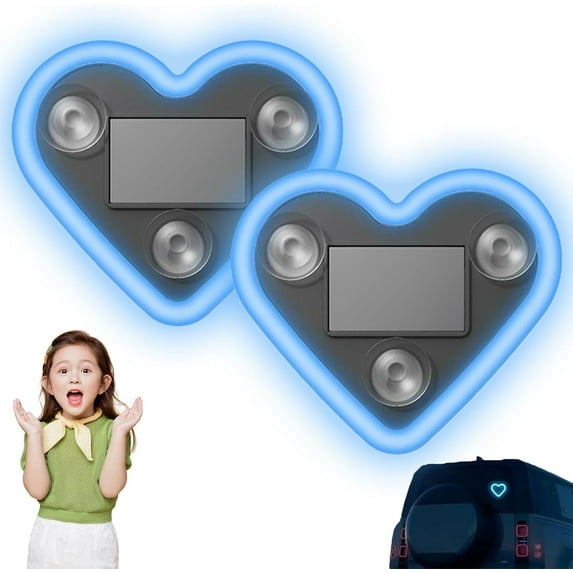 Solar Powered Wireless LED Heart Shape C-Pillar Neon Light, 2026 New Car LED Ambient Light, Car Solar Heart LED Light, Auto Day-Charge, Ip65 Waterproof, for car, Outdoor Decor (Blue*2)