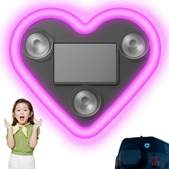 Solar Powered Wireless LED Heart Shape C-Pillar Neon Light, 2026 New Car LED Ambient Light, Car Solar Heart LED Light, Auto Day-Charge, Ip65 Waterproof, for car, Outdoor Decor (Pink)