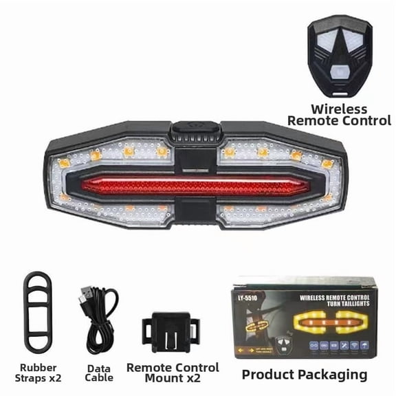 Solar Powered Wireless Remote Control Bike Turn Signal Tail Light with For Horn