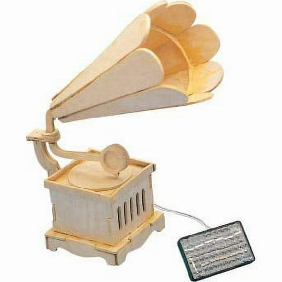 Solar Powered Wooden Gramophone with Music Educational Kit