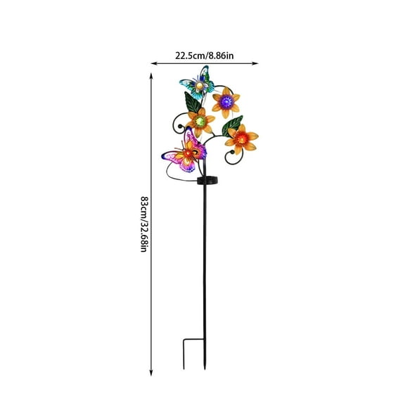 Solar-Powered Wrought Iron Bee Stake Lights - Handcrafted Outdoor Ground Lighting for Gardens, Cemetery Decor & Seasonal Yard Art