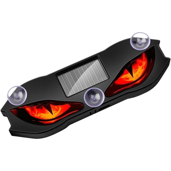 Solar Predator Eye LED Window Lights, Waterproof Wireless Dynamic Warning Sign, Windshield and Rear Window Decorative Waterproof Car Ambient Lights (Red)