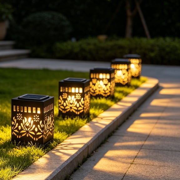 Solar Projection Lantern 3.94 Inch Retro Outdoor Waterproof, Metal Tabletop Desk Lamp for Courtyard Decor, Solar Powered Landscape Garden Light for Patio Table, Outdoor Lighting