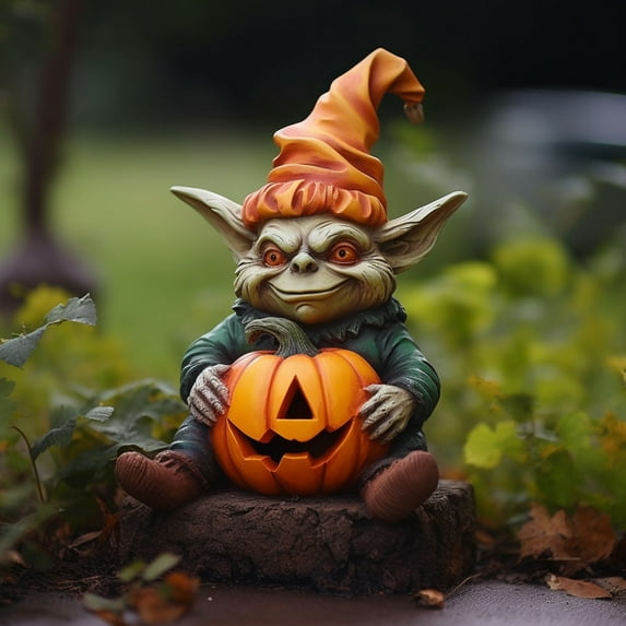 Solar Pumpkin Lights Garden Statues Outdoor Pumpkin Fall Decor Thanksgiving Halloween Decorations for Porch Terrace Yard Lawn Patio,Small Pumpkin