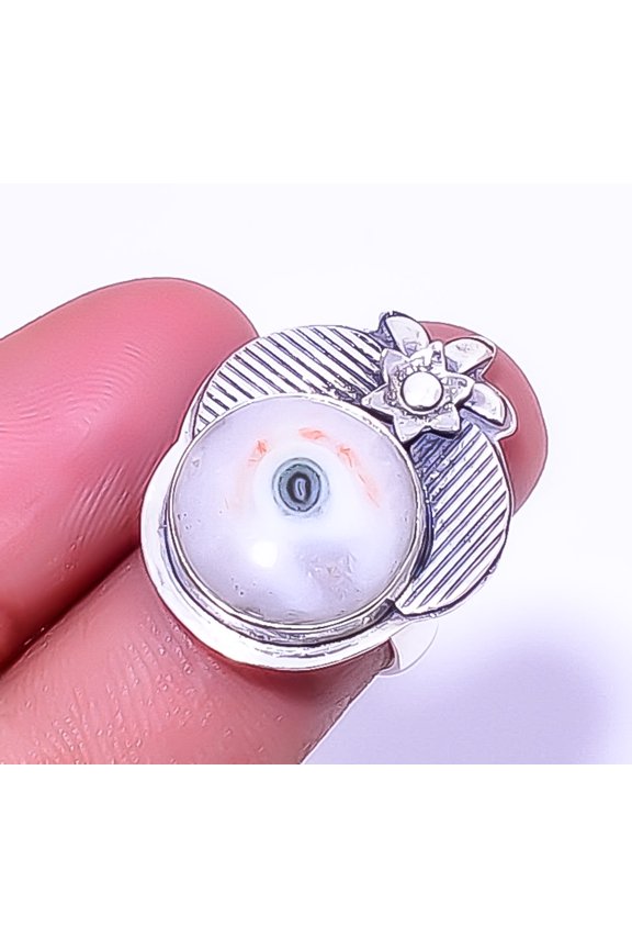 Solar Quartz Eye Designer 925 Sterling Silver Artisan Ring Adjustable (8 A374, Gemstone Jewelry, Birthday Gift, Christmas Gift