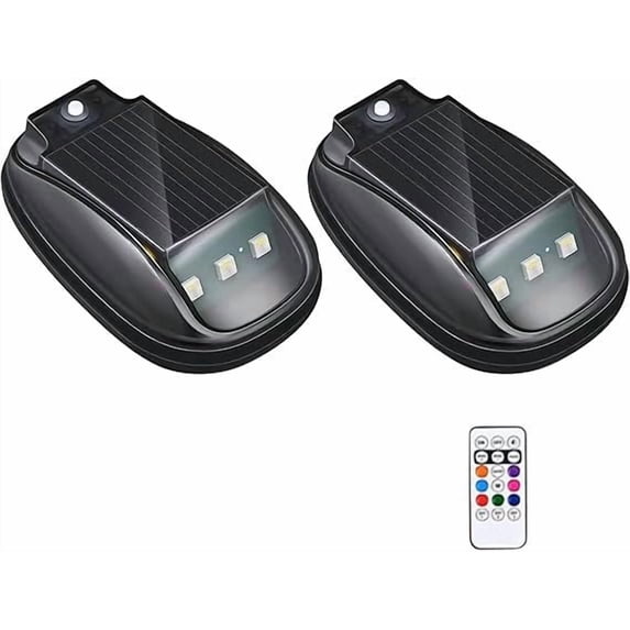 Solar RGB Car Light, Wireless LED, 2 Pack, Waterproof Remote Control No-Drill Roof Marker Lamp