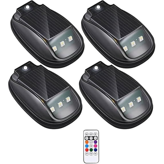Solar RGB Car Light, Wireless LED, 4 Pack, Waterproof Remote Control No-Drill Roof Marker Lamp