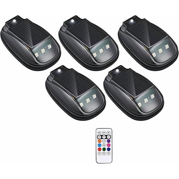 Solar RGB Car Light, Wireless LED, 5 Pack, Waterproof Remote Control No-Drill Roof Marker Lamp